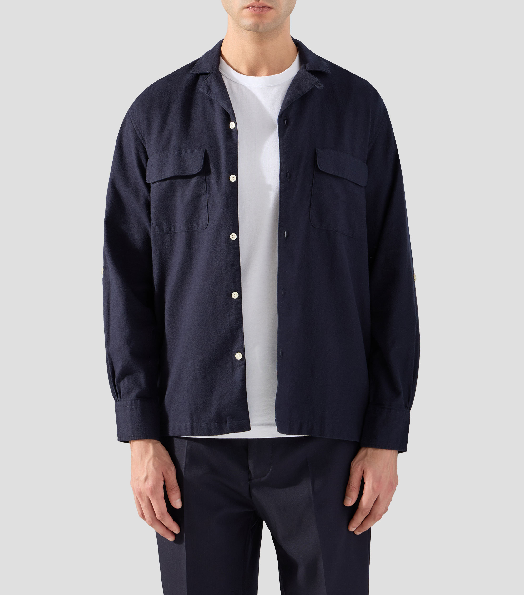 Camisa lisa manga larga Hombre